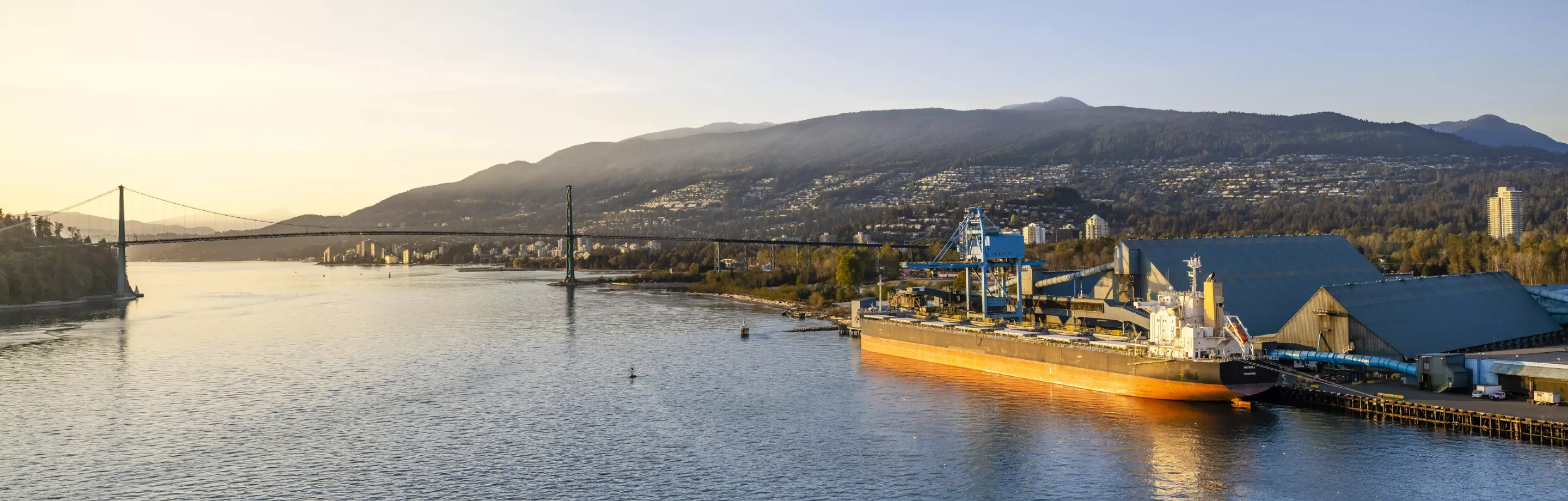 Aerial shot of Vancouver Wharves in the Burrard Inlet