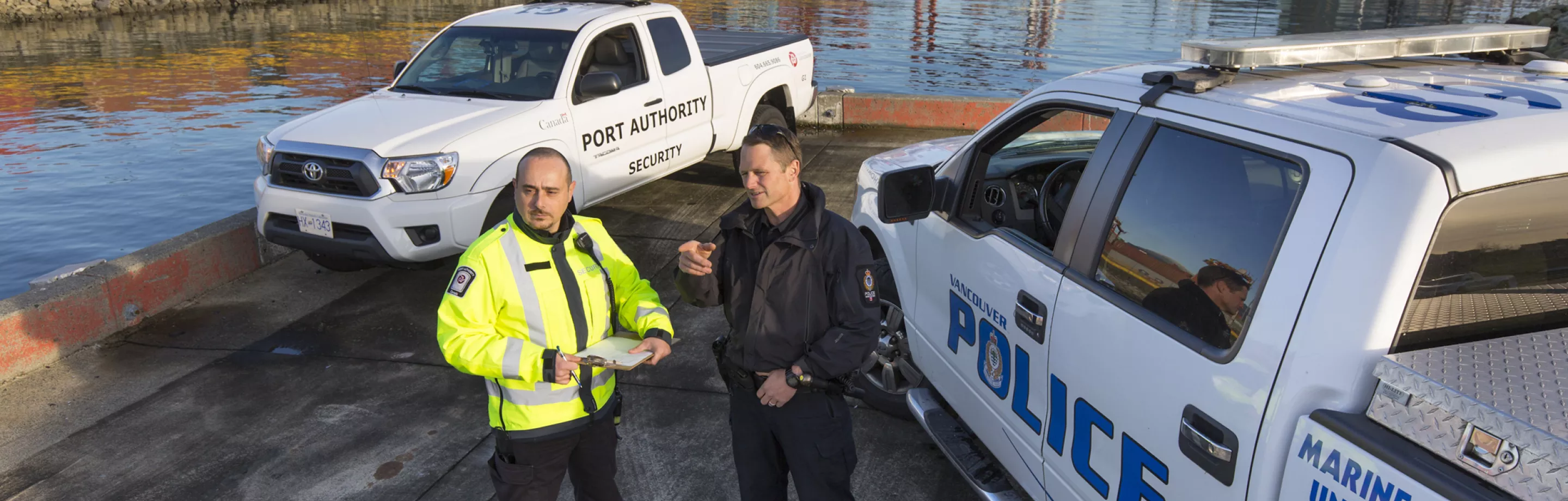 Police with port authority staff