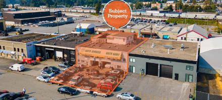 Aerial view of building for lease